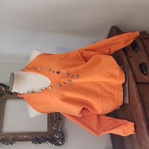 Orange cold shoulder sweater